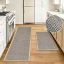 Kitchen Rugs Sets of 2,Non Slip Kitchen Mats for Floor,Thick Braided Vintage Kitchen Floor Mat Runner Carpet for Hallways Entryway Laundry Room Washable（Brown 17"x30"+17"x47"）