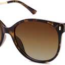 SOJOS Round Polarized Sunglasses for Women Men Oversized Trendy UV Protection Shades (Brown/Brown)