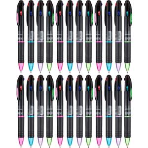 JOVITEC 24 Pack 0.7mm 4 Color Pens in One Bulk Multicolor Ballpoint 4-in-1 Pens Multi Colored Ink Retractable Ball Point Pen Gifts for Employee Appreciation Office Nurse Staff Holiday Party Supply