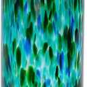 9.45" Tall Teal Vase Hand Blown Glass Vase Green, Modern Teal Home Centerpieces Wide Mouth Vases for Bud&Flower Decor - Ideal Living Room, Kitchen, Wedding, Dining Table, Office Center Table