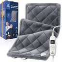 BOB AND BRAD Far Infrared Weighted Heating Pad for Back Pain Relief, Electric Heat Pad for Cramps, Knee, Neck & Shoulder, Moist Heat Therapy & Hands-Free Strap, FSA-HSA Eligible, Gift for Women Men (Gray)