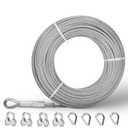 1/2" Stainless Steel Cable 50FT, 7x19 Strands Wire Aircraft Cable