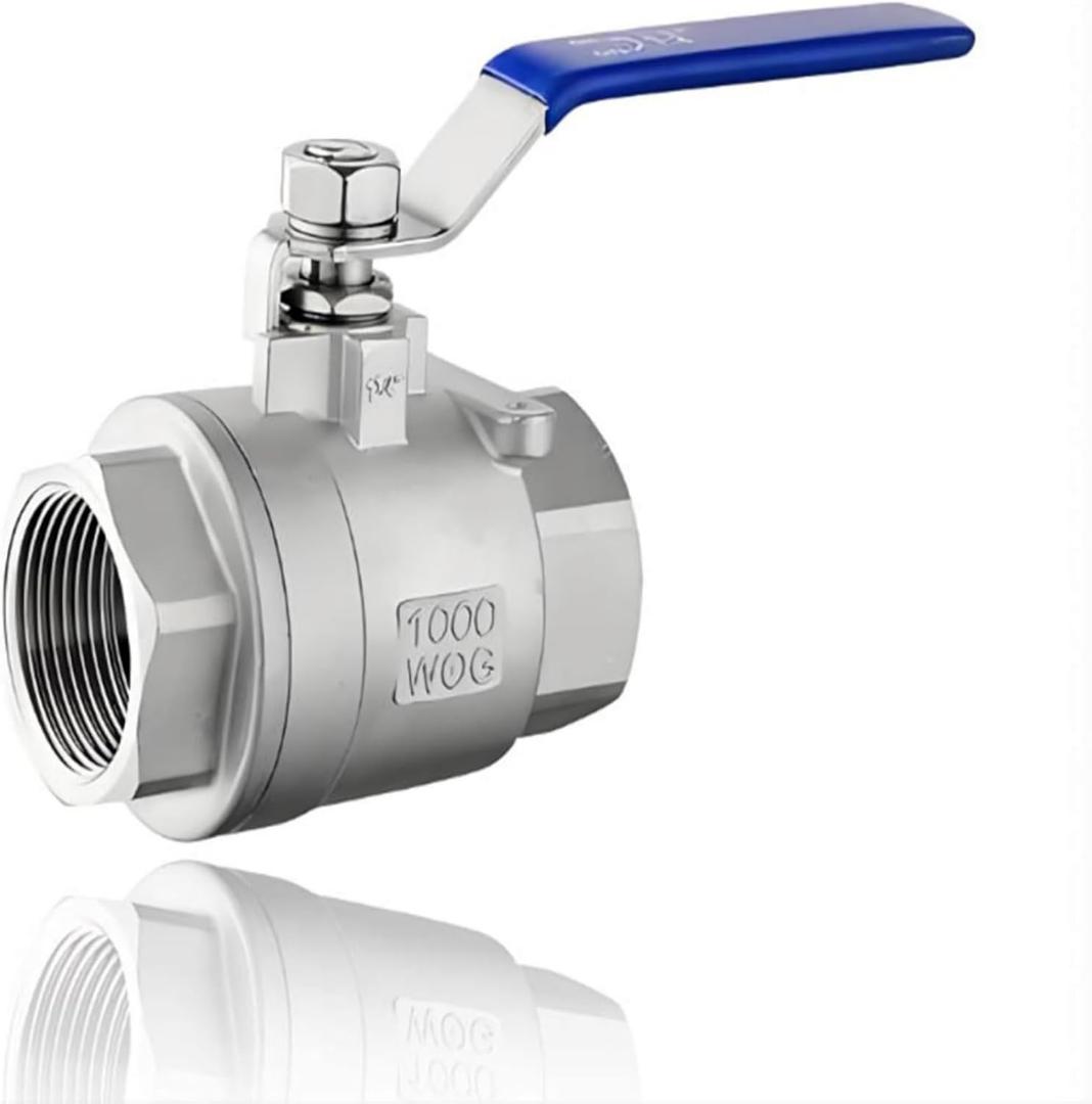 RQG 1-Piece Full Port Ball Valve, Shut-Off Ball Valve,1/2 Inch Female x Female Ball Valve With Blue Vinyl Handle, 1/2“ NPT 304 Stainless Steel Ball Valve for Water, Oil, and Gas,1000WOG(DN15 light)