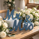 AceOrbit Blue 3 Pcs Mr & Mrs Sign Table Decor Sweetheart Mr and Miss Wooden Letters Freestanding Wedding Sign Rustic Table Centerpieces for Wedding Party Photo Booth Props Decorations Supplies