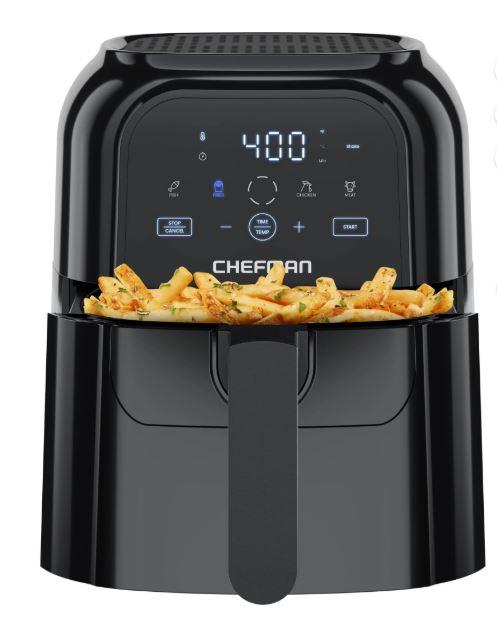 Chefman RJ38-ZF-6T TurboFry Touch 6 Qt Air Fryer w/ Digital Display and Shake Reminder - Black