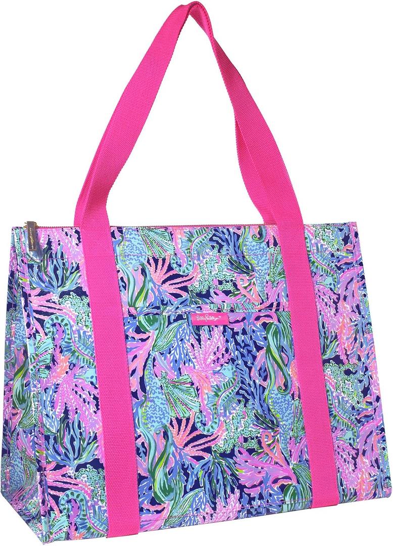 Lilly Pulitzer Insulated Market Shopper Bag Oversize Reusable Grocery Tote with Thermal Insulated Interior
