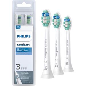 Philips Sonicare C2 Plaque Control - Genuine Replacement Electric Toothbrush Heads, White, 3 Pack, HX9023/65