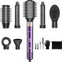 7-in-1 Hair Dryer Brush and Hair Styler Set  Fast Drying, Curling, Straightening & Volumizing  Hot Air Styling Tool with No Heat Damage  for All Hair Types  Lavender