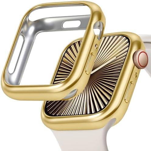 JR.DM 42mm Soft Flexible TPU Case Compatible for Apple Watch Series 3/2/1 Touchable Screen Lightweight Anti-Scratch All-Around Protector Thin Guard Shockproof Cover Shiny Bumper for iWatch, Gold