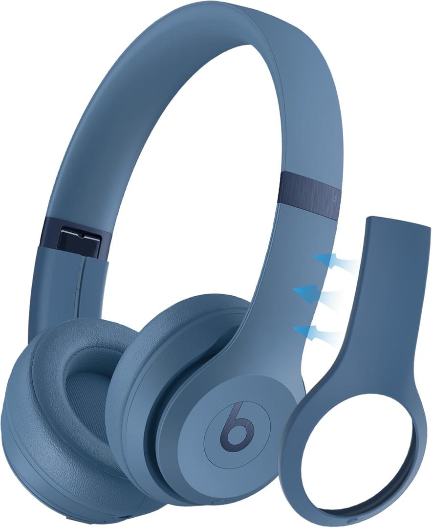 Beats Solo 4 Accessories: Silicone Case with Telescopic Beam Cover, Anti-Scratch, Washable Protective Covers - Blue