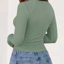 PRETTYGARDEN Long Sleeve Shirts for Women Fall Going Out Tops Casual Ribbed Knit Slim Fitted Basic Tees Y2K Spring Clothes (Green, XL)