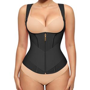 FeelinGirl Waist Trainer Vest for Women Tummy Control Corset Body Shaper Back Support Adjustable Straps Workout Faja, L