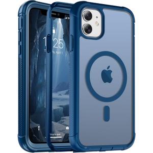 jaroco Magnetic for iPhone 11 Case, [Compatible with MagSafe][Military Grade Drop Protection][Heavy Duty Protection][Non-Slip][Shockproof] 2-Layer Durable Bumper Phone Case 6.1''-Deep Blue