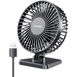 Gaiatop USB Desk Fan, Small But Powerful, Personal Portable Quiet 3 Speeds, Adjustable Mini Table Desktop fan for Cooling Home Office Car Summer Travel Gifts Black