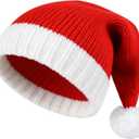 2 x Santa Hat Christmas Hats Xmas Party Red Knitted Beanie for Adult Women Men