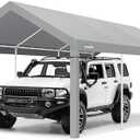 COBIZI Carport Canopy 12x20 Heavy Duty Car Tent Garage, Galvanized Frame Car Canopy Outdoor Shelter Waterproof & UV Protected with Built-in Sandbags & All-Season Tarp for Car Boat Truck, Gray