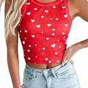 Women Crop Tank Top Vintage 80s 90s Graphic Tee Disco 80s Theme Party Outfit Red