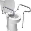 HealthSmart Adjustable Toilet Safety Rails for Seniors, Medical Grade - Handicap Toilet Safety Frames for Disabled, Non-Slip Padded, 300lb Capacity Commode Chair with Arms, Toilet Helper for Elderly