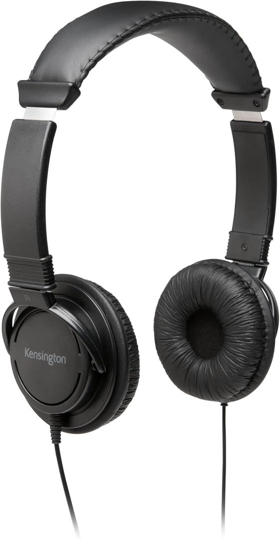 Kensington Classic EQ 3.5mm Headphone, 6 ft (1.8m) Nylon Braided Cord, for School, Kids, Adults, Padded Adjustable Headband, Black (K97602WWB)