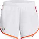 Under Armour Women's Fly by 2.0 Running Shorts (3X-Large, (104) White / Orange Blast / Reflective)