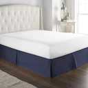 800 Thread Count 100% Natural Cotton Premium Quality Luxurious Box Pleated Bed Skirt Easy Fit with 18 Inch Drop Length (King,Navy Blue) 