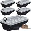 6 Pack Rat Bait Stations with Key Reusable Mouse Stations Mice Blocks Heavy Duty Boxes for Outdoor Rodents Mice Blocks, Bait Not Included (Transparent Lid,Black)