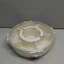 6 Compartment Snack Box Container with Lid and Handle, Divided Serving Tray with 360 Rotating Base, Snack Containers for Adults, Veggie Fruit Tray For Kitchen, Parties, Travel, Cream Color