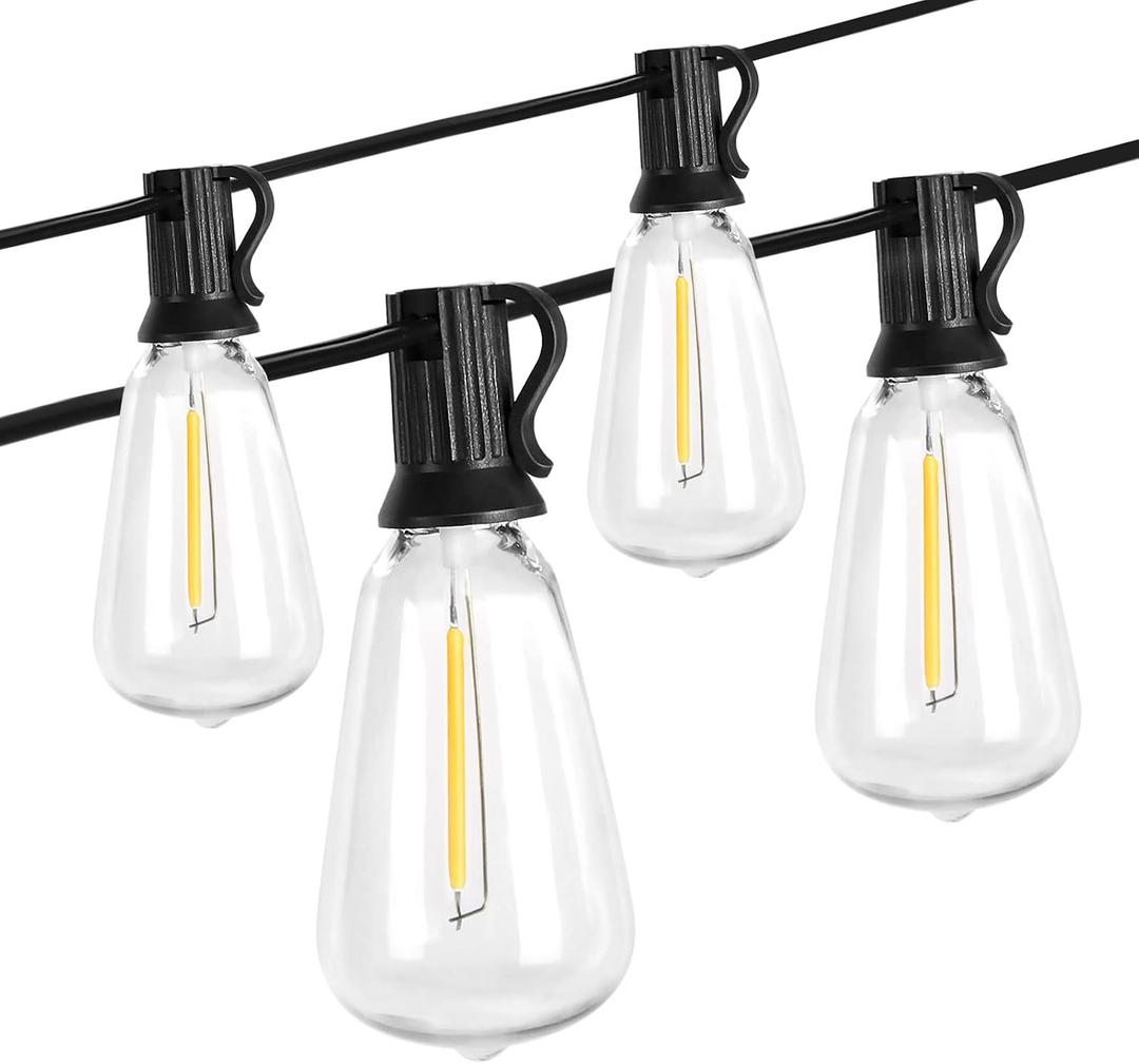 BRIMAX 10FT Outdoor String Lights with 10 Bulbs,ST38 1W Plastic LED Edison Bulbs, Shatterproof, Waterproof String Lights, Perfect for Bistro, Pergola, Backyard and Garden