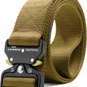 FAIRWIN Tactical Belt, Work Belts for Men Military Webbing Riggers Web Belt Heavy-Duty Quick-Release Buckle (S 30"-36", Tan)
