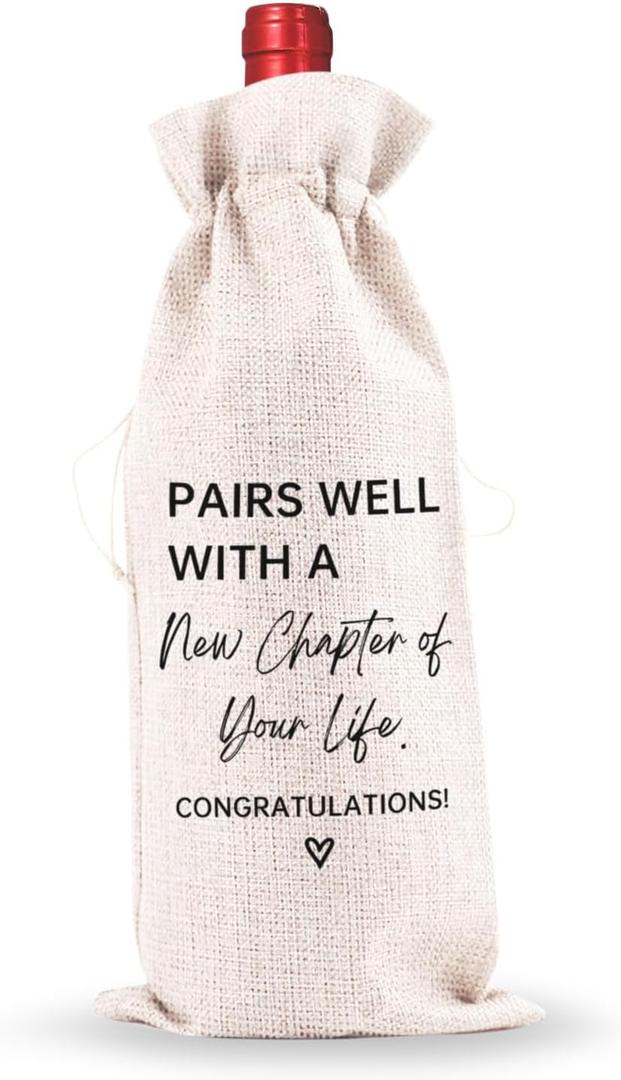 3 x New Job Gifts Liquor Gift Bag For Women Men Retirement Going Away Goodbye Liquor Bags For Liquor Bottles Gifts For Coworkers New Beginnings Funny Burlap Liquor Bags Friend Gifts Creamy White