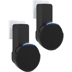 Maxonar Wall Mount, (2 Packs) Ech0 P0p Wall Mount Speaker Holder No Screws No Drill Needed Cable Hidden Storage Compatible with Google Nest, Ech0 P0p- Black