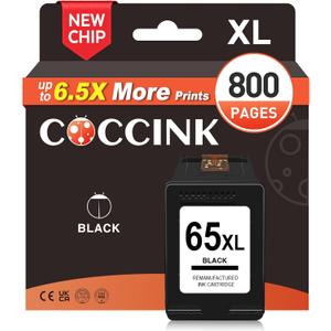 COCCINK 65 XL for HP 65 Black Ink Cartridge HP Printer Ink 65XL HP65