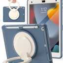 BATYUE Case for iPad 7th/8th/9th Gen 2019/2020/2021: Professional Shockproof 10.2" Cover with Screen Protector, Pencil Holder, 360 Rotating Stand  Kid-Friendly, Cornflower Blue