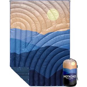 Camping Blanket,Puffy Printed Camping Blanket Lightweight Packable Outdoor Blanket for Camping,Traveling, Stadium, Hiking, Picnics (52x75", Cas-yellow)