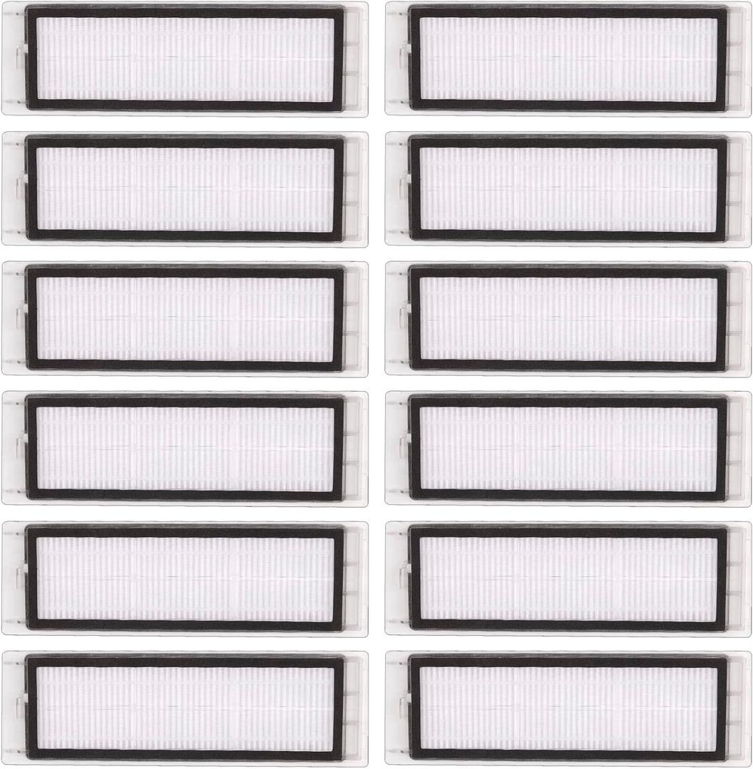 (12 Pack) HEPA Filter Compatible With Roborock S6 Pure S6 E4 S4 Max S6 MaxV S5 S5 Max S4 E2 E3 E4 E5 E20 E25 E35 S50 S65, Robotic Vacuum Cleaner Filter Accessories Kit, Replacement Parts 12 Filters