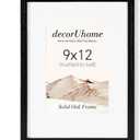 decorUhome Solid Oak Wood 9x12 Picture Frame Black, OW11BK | Matted to 6x8 Pictures with High Definition Plexiglass Cover For Wall & Tabletop Display Photo Frame