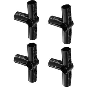 uxcell 4 Pcs Structural Pipe Connectors, 1-1/8" 4-way Metal Clamp Fittings Corner Pipe End Rails Clamp with Screws for DIY Shelf Garden Support, Black