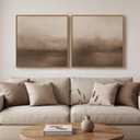 Framed Brown Abstract Landscape Wall Art Set of 2, Neutral Canvas Prints, 24"W x 24"H x 2Pcs