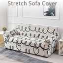 Sofa Cover for Living Room Modern Printed Washable Couch Slipcovers Stretch Furniture Protector Large Size Universal(Plaid Love,3 Seater/Large 2 Seater)