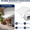 Pet Door Awning Canopy, 23.23 x 15.75 x 4.33 Inch Aluminum Outdoor Shelter, White Weather Protection Cover for Dog/ Cat Doors, Patio, Spa & Lawn Areas
