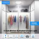 Closet Lights Motion Sensored, LED Closet Light Motion Activated, 5000K Daylight 6-7/8 Inch 10W Motion Sensor Ceiling Light, Closet Lights Wired, Pantry Light 90CRI, No Battery, Damp Rated ETL