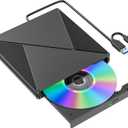 Umaniy DVD Player for Laptop, External CD Drive for Mac, USB 3.0 USB C Portable CD Burner External Disk Drive, DVD Reader Writer ROM Drive Compatible with Laptop Desktop Mac,Windows 10/8/7 Linux