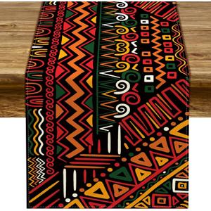 Sunwer Kwanzaa Table Runner Juneteenth African American Heritage Festival Holiday Party Decoration Home Kitchen Island Dining Room Decor 72Inches Long (13" x 72")