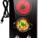 2 Burner Electric Cooktop, 110v Electric Stove with Plug, 12 Inch Countertop & Built-In Portable Electric Stove, 9 Levels of Power, 2000W, Knob Controls, Residual Heat Warnings, Karienvir