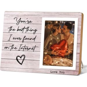 You're The Best Thing I've Ever Found On The Internet Picture Frame, Birthday Valentine Gifts For Relationship Couple Husband Wife Lovers, Valentines, Couples Wooden Photo Frames