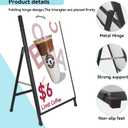 A Frame Sign Heavy-Duty 24x36 Inch Sandwich Board Sidewalk Sign Poster Stand Outdoor Portable Folding Suitable for Store Advertising Poster Display, BlackFrame Only