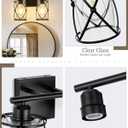 2-Light Black Bathroom Light Fixtures, 13.8 Inch Modern Bathroom Vanity Lighting Fixtures Over Mirror with Clear Glass and Metal Cage Wall Sconce Lights for Bath, E26, CH9176BK-2W