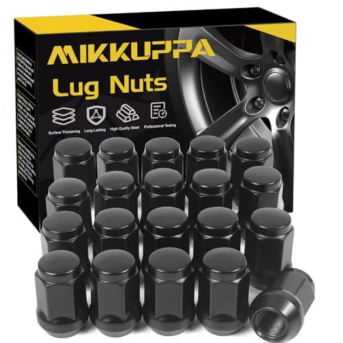 MIKKUPPA 20PCS 1/2-20 Lug Nuts - Replacement for 1991-2018 Ford Explorer, 1990-2012 Ranger, 1964-2014 Mustang Aftermarket Wheel - Black Bulge Acorn Closed End Solid Tire Lug Nut