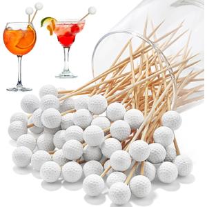 Aodaer 100 Pieces Golf Toothpicks, 4.72 Inch Golf Skewers Golf Cocktail Picks Golf Fruit Picks Decorative Toothpicks for Appetizers Cocktail Garnish Sports Party Supplies, White