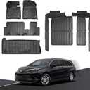 Floor Mats & Cargo Liner for Toyota Sienna 2025 2024 2023 2022 2021(Only for 8 Seat),All-Weather Custom Interior Car Mats fit for Toyota 2021-2024 2025 Sienna AccessoriesBlack